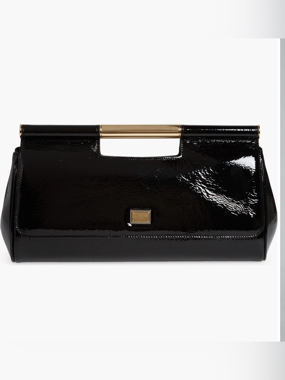 Dolce & Gabbana Black Patent Large Sicily Clutch Handbag